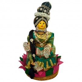 Decorated Varalakshmi Idol With Padma Asanam